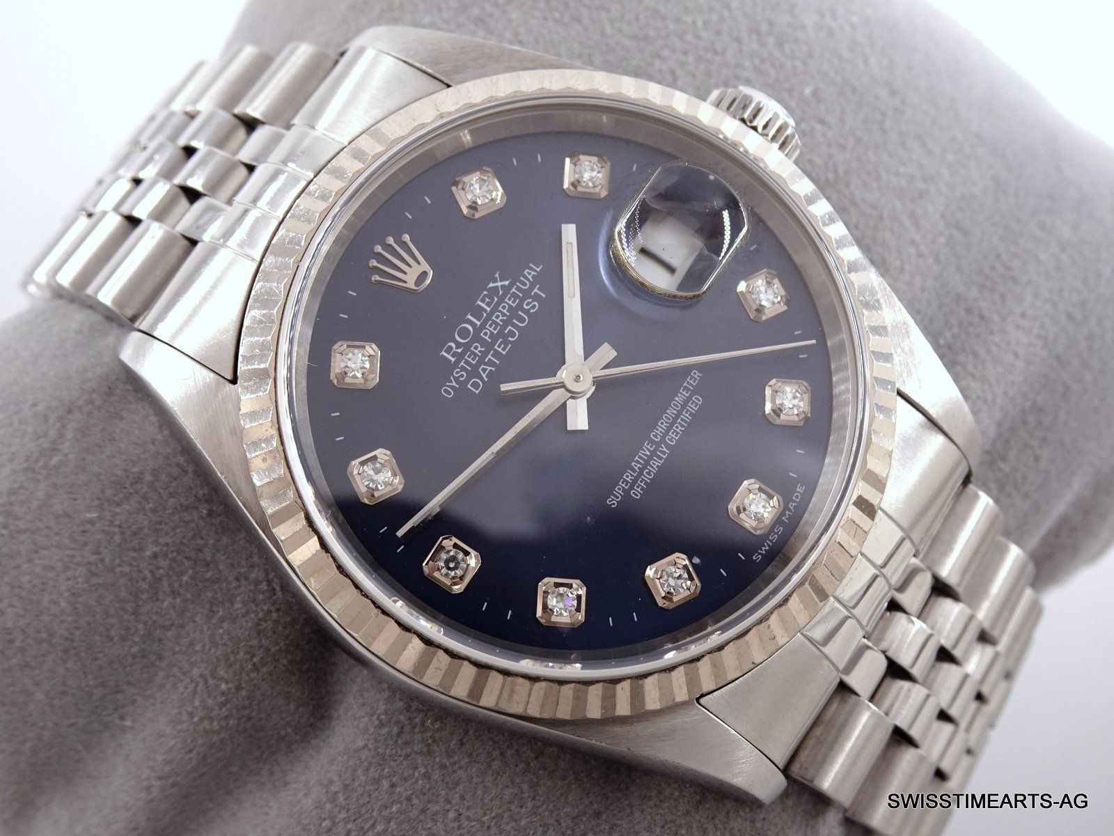 Rolex Orologi: ROLEX DATEJUST CHRONOMETER BLUE 16234 AUTOMATIK 36MM 2000 – Usato da Zürich venduto da SWISSTIMEARTS-AG