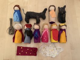Handgemachte Weihnachts-Krippenfiguren, Filzfiguren