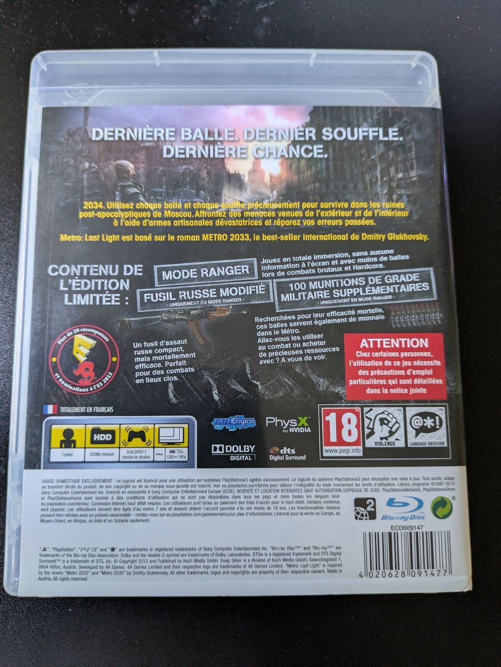 Giochi: Metro Last Light Édition Limitée PS3  – Usato da Court venduto da Meirine 1