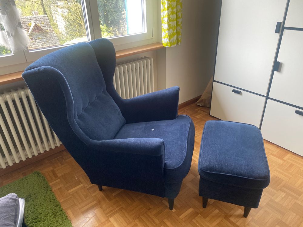 IKEA Strandmon Ohrensessel mit Hocker Kaufen auf Ricardo