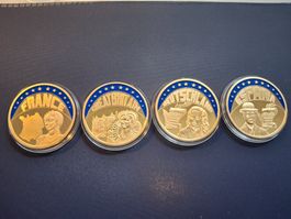 4 Gedenkmünzen ECU (GB, F, D, ESP)