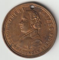 1880 Robert Raikes Sundays Schools Medaille GB Antik