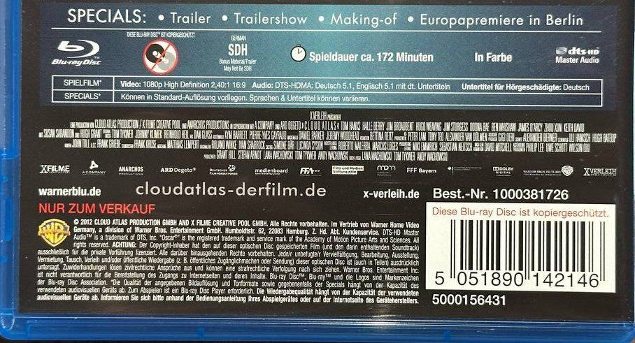 Tutti i DVDs: Cloud Atlas - Blu-ray Disc - Top Zustand! – Usato da Beringen venduto da Mantafisch1 2