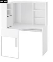 KEA MICKE Corner Desk – White, 100 × 142 cm