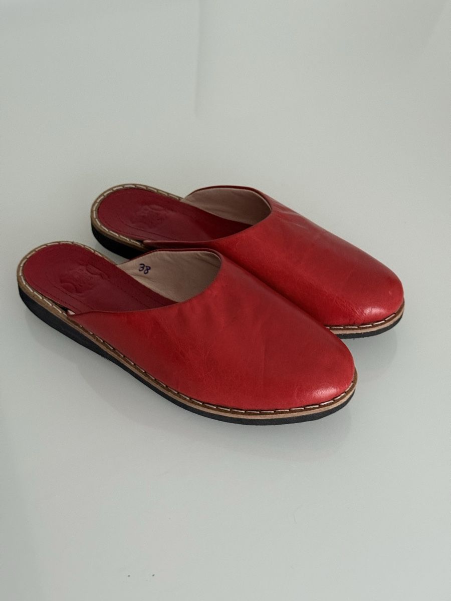 Scarpe da donna: NEW Handmade Red Leather Slippers Mules Babouche – Nuovo (secondo la descrizione) da Thalwil venduto da perulina 6