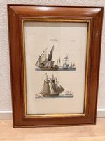Antikes Bild Segelschiff mit Holzrahmen