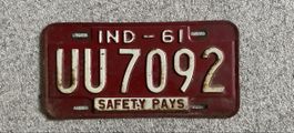 Original US-Nummerschild Indiana 1961 
