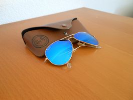 Ray Ban Aviator 58mm Sonnenbrille Glas Blau