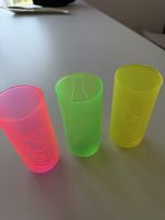 Coca-Cola Becher 3er Set Pink Grün Gelb Glas neuwertig 