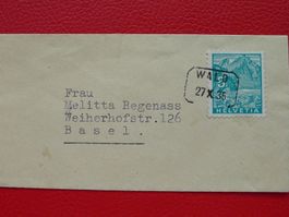 1935, BAHNPOST von WALD ZH, Kasten-Stempel, BRIEF +Nr.195.