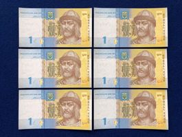 Ukraine - 6x1 гривня (Hrywnja) - UNC