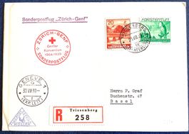1939 Liechtenstein R - Flugpost  Triesenberg -Genéve