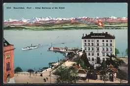 Neuchâtel, Port, hotel Bellevue et les 