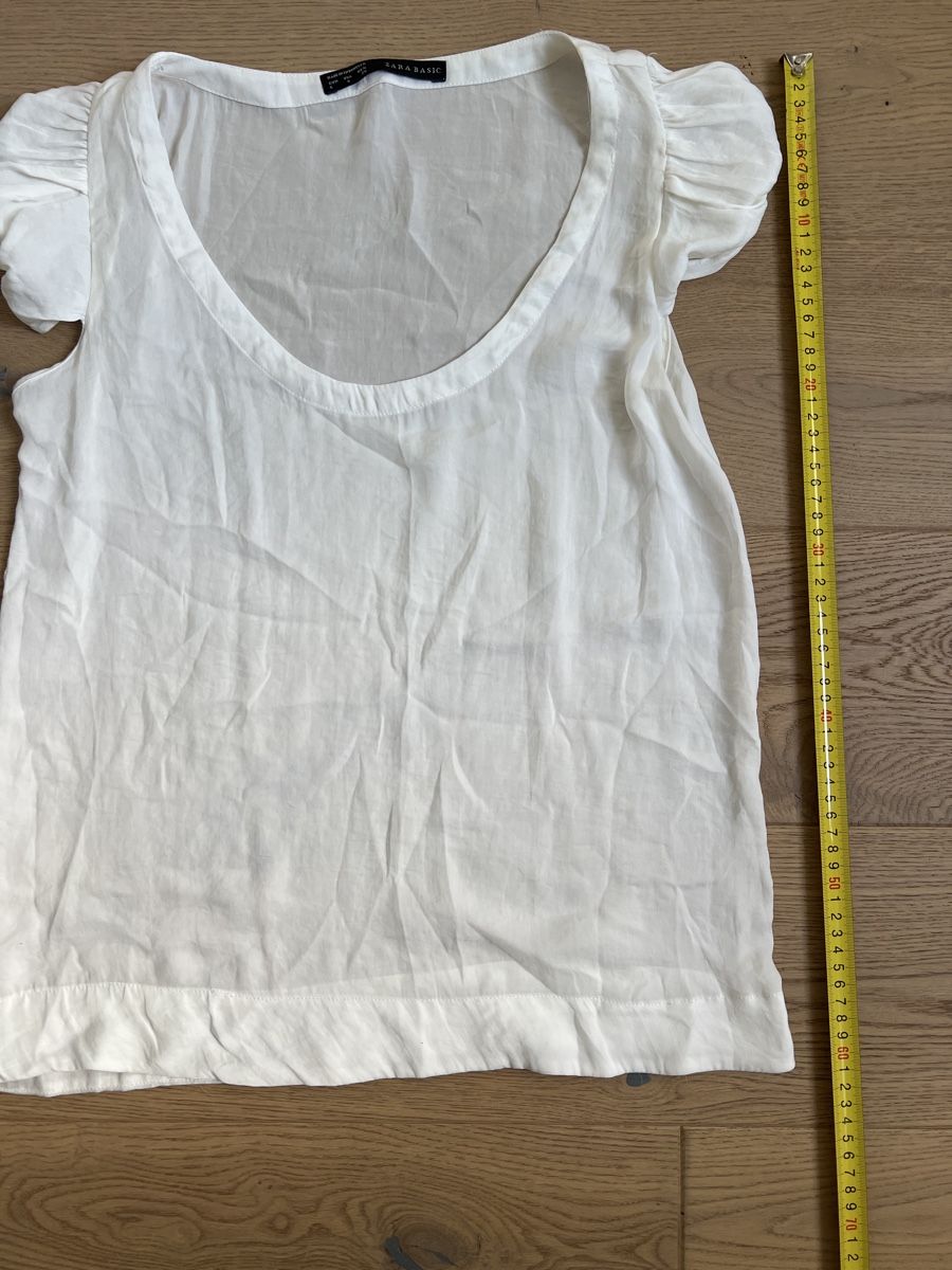 Zara Camicette: Zara Basic Shirt, Sommerbluse, Top, CremeWeiss, Gr. S/M – Usato da Oensingen venduto da SchickeDame 2