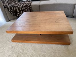 Couchtisch aus Massivholz mit Rollen – 90 x 90 x 25 c