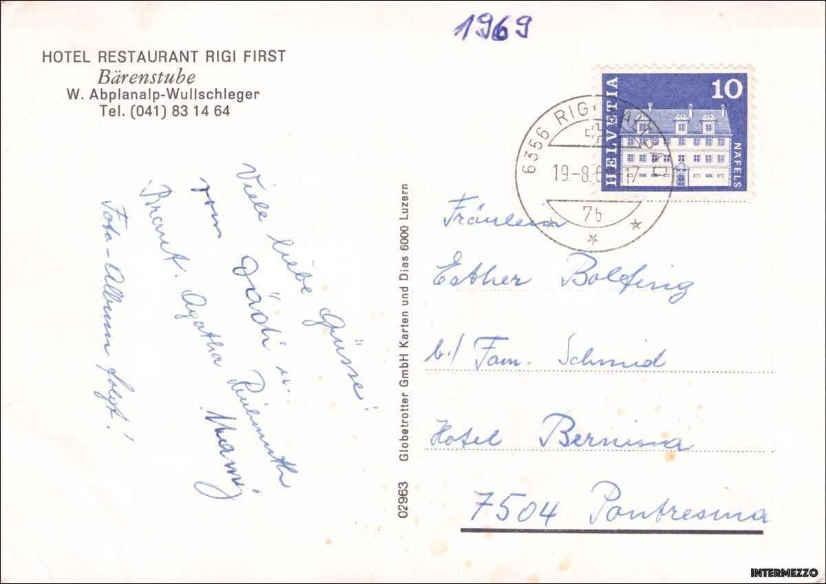 Cartoline postali: Rigi // Hotel Rigi First 1969 – Usato da Basel venduto da intermezzo12 1