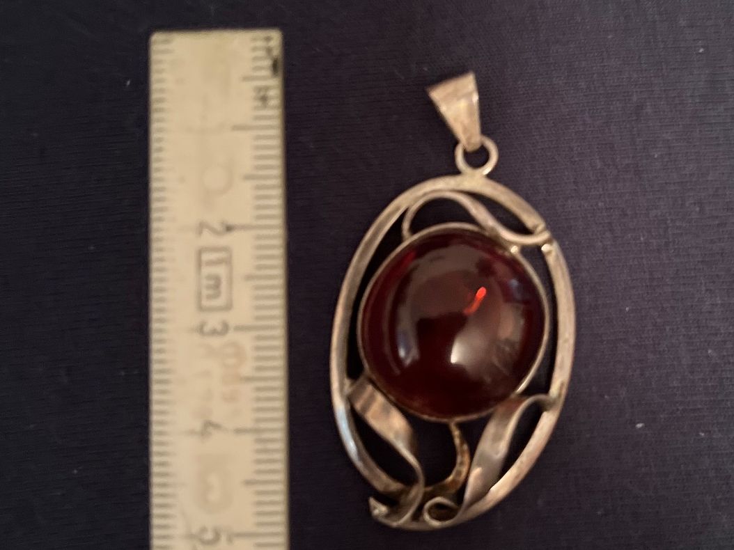 Anhänger: Anhänger Bernstein Silber Oval mit Einschlüssen 4.5cm – Gebraucht aus Ebmatingen von Giggelisuppe 2
