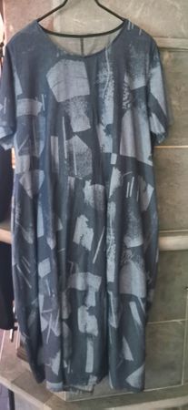 Sommerkleid blau gemustert Gr. XL ähnlich wie Rundholz & Co.