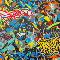 Beschichtete Baumwolle Streetart bunt