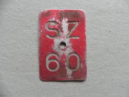 Velonummer Rad Velo Nummer SZ 60 Schwyz 1960 Geschenk