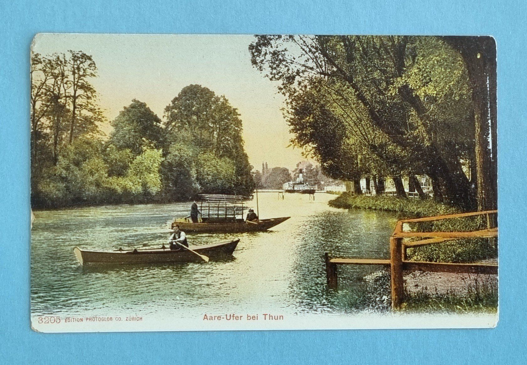 Ansichtskarten: Thun - Aare - Ruderboot  - Dampfschiff im Hintergrund – Gebraucht aus Rothrist von RROENK