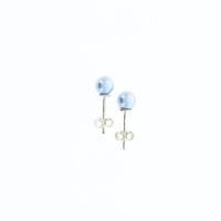 Perlenohrstecker - 925 Silber, hellblau
