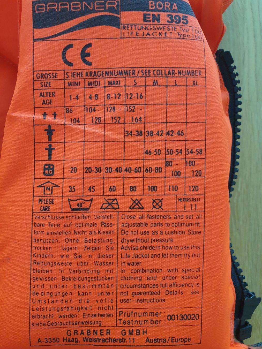 Giubbotti di salvataggio: Rettungsweste Grabner Bora Kinder – Usato da Obfelden venduto da Masme 5