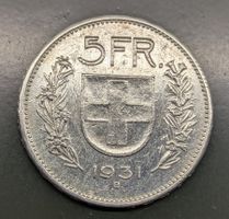 5 Fr. Münze CH 1931 Silber