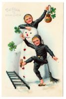 AK - Ansichtskarte - 2 kleine Chämifäger mit Schneemann
