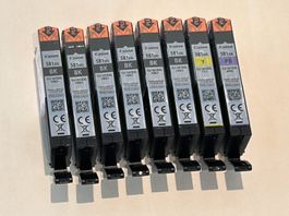 Canon CLI-581 XXL Konvolut (6 x BK, 1 x Y und 1 x PB)