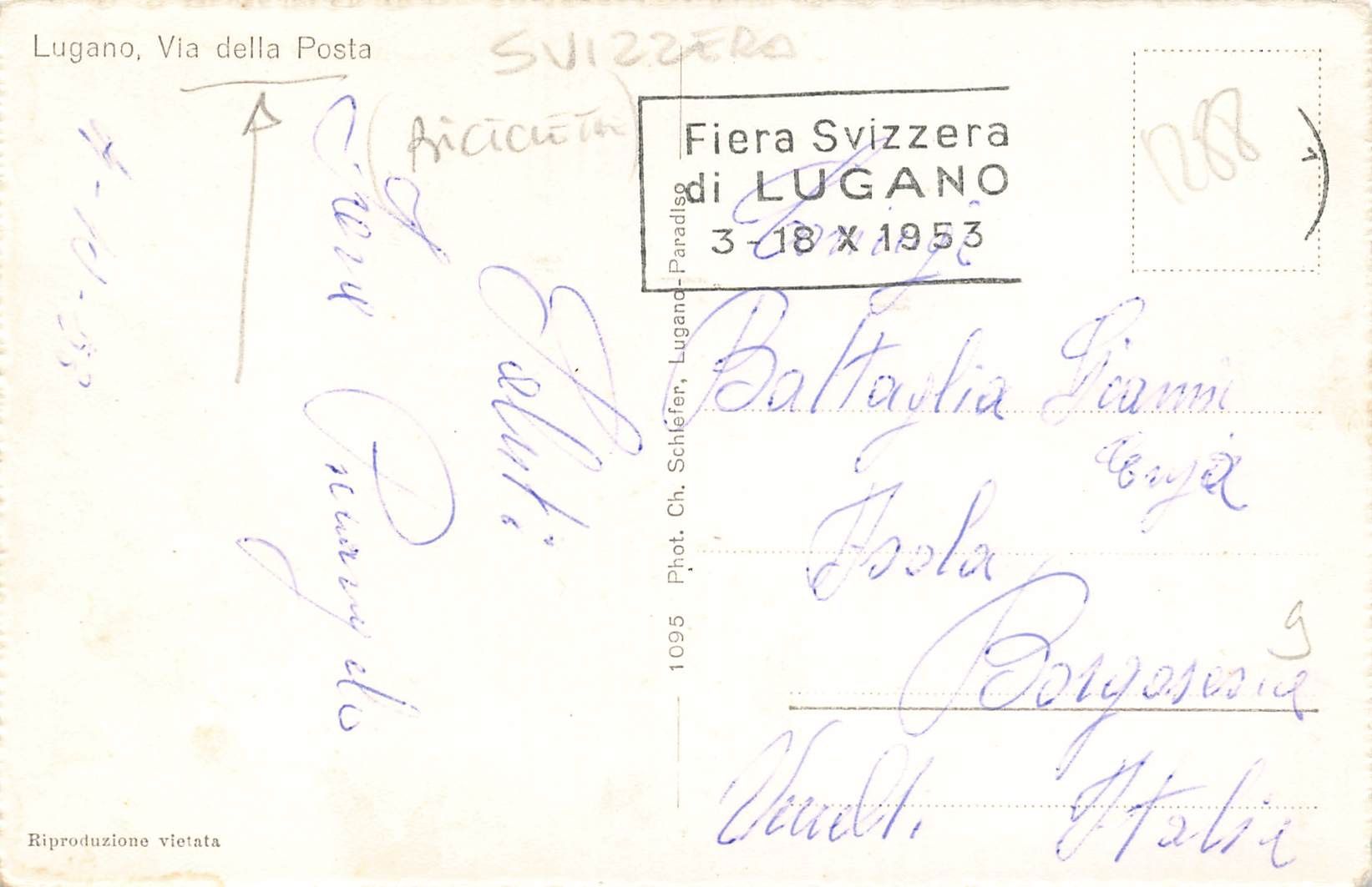 Ansichtskarten: Lugano TI Via della Posta centro città Oldtimer – Gebraucht aus Biasca von Blenio71 1