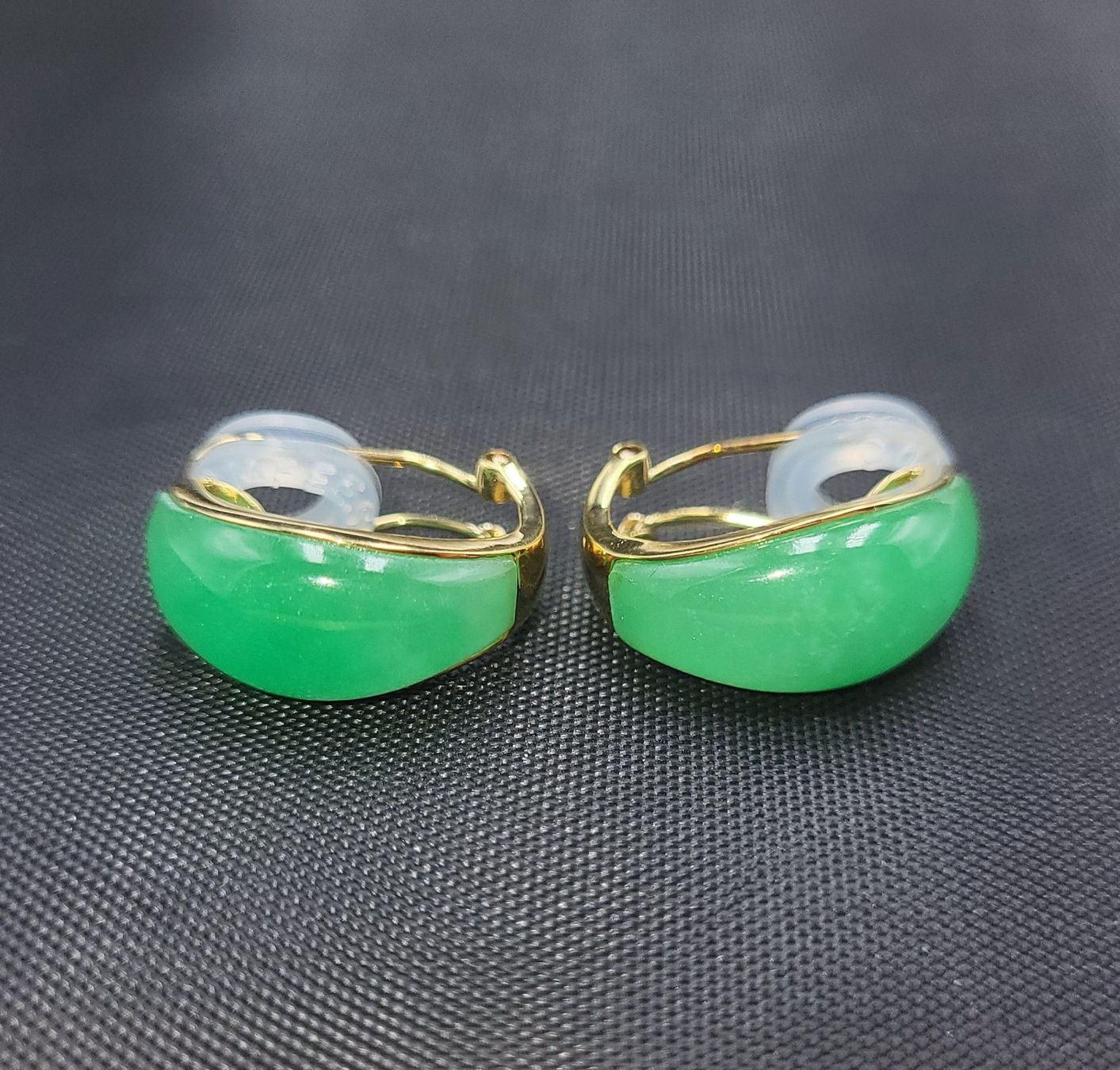 Orecchini pendenti & Orecchini a lobo: Gold 585 Ohrclips Mit Jade – Usato da Wald ZH venduto da Dasilver