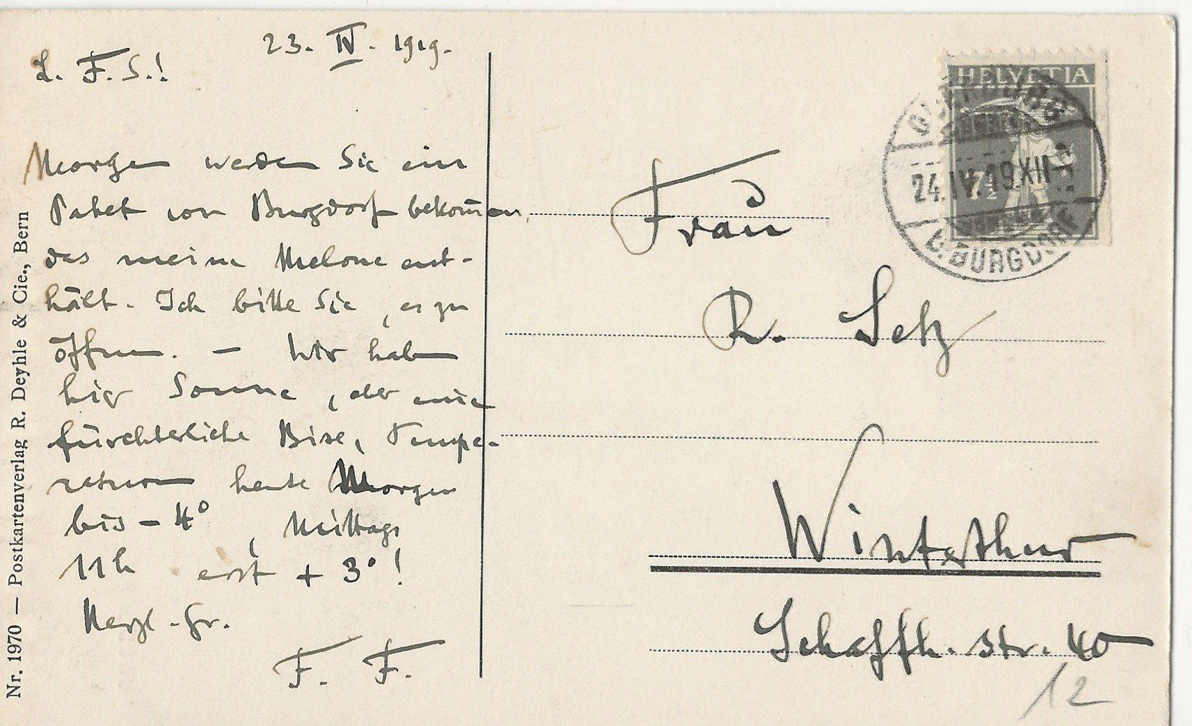 Cartoline postali: Burgdorf,Kirche,1909 – Usato da Frauenfeld venduto da Merk52 1