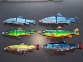 6 Fladen Gummifische ca 20 + 25cm
