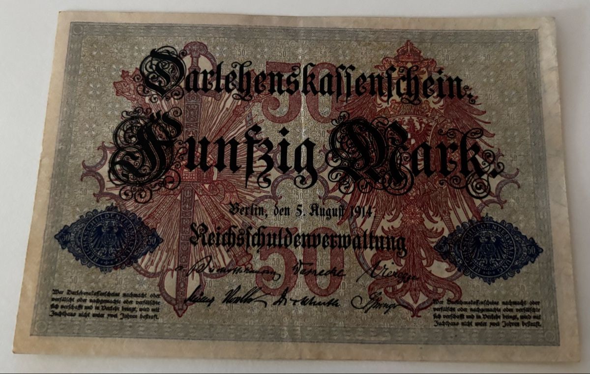 Banconote: Deutschland 50 Mark 1914 – Usato da Algetshausen venduto da Carrhard