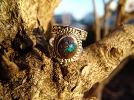 Silberring 925 mit Boulder Matrix Opal( Neu nicht getragen )