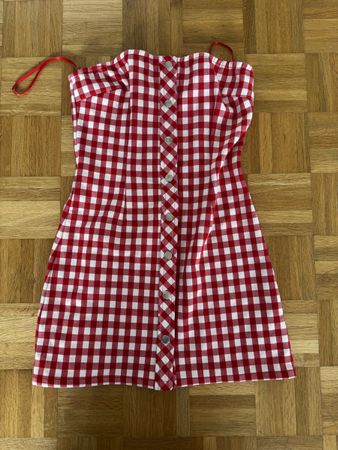 red white checkered mini dress