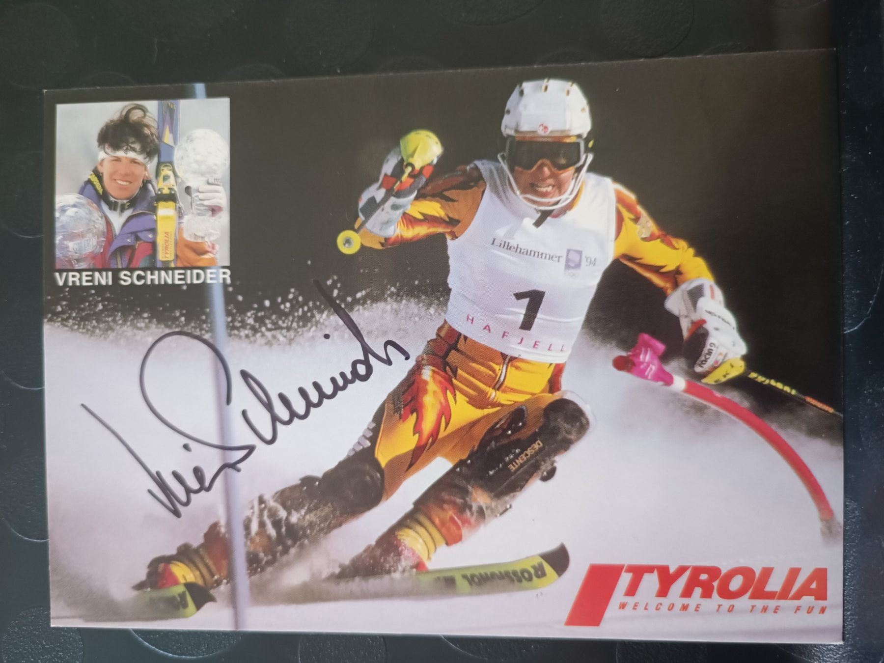 Autografi: Vreni Schneider - handsignierte alte Karte – Usato da Menziken venduto da Artographs