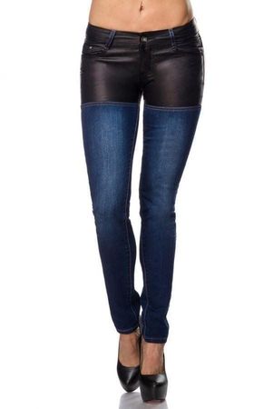 NEUE Jeanshose mit Kunstledereinsatz Gr. XXS - 202247