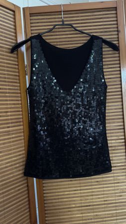 Pailletten-Top, L, schwarz