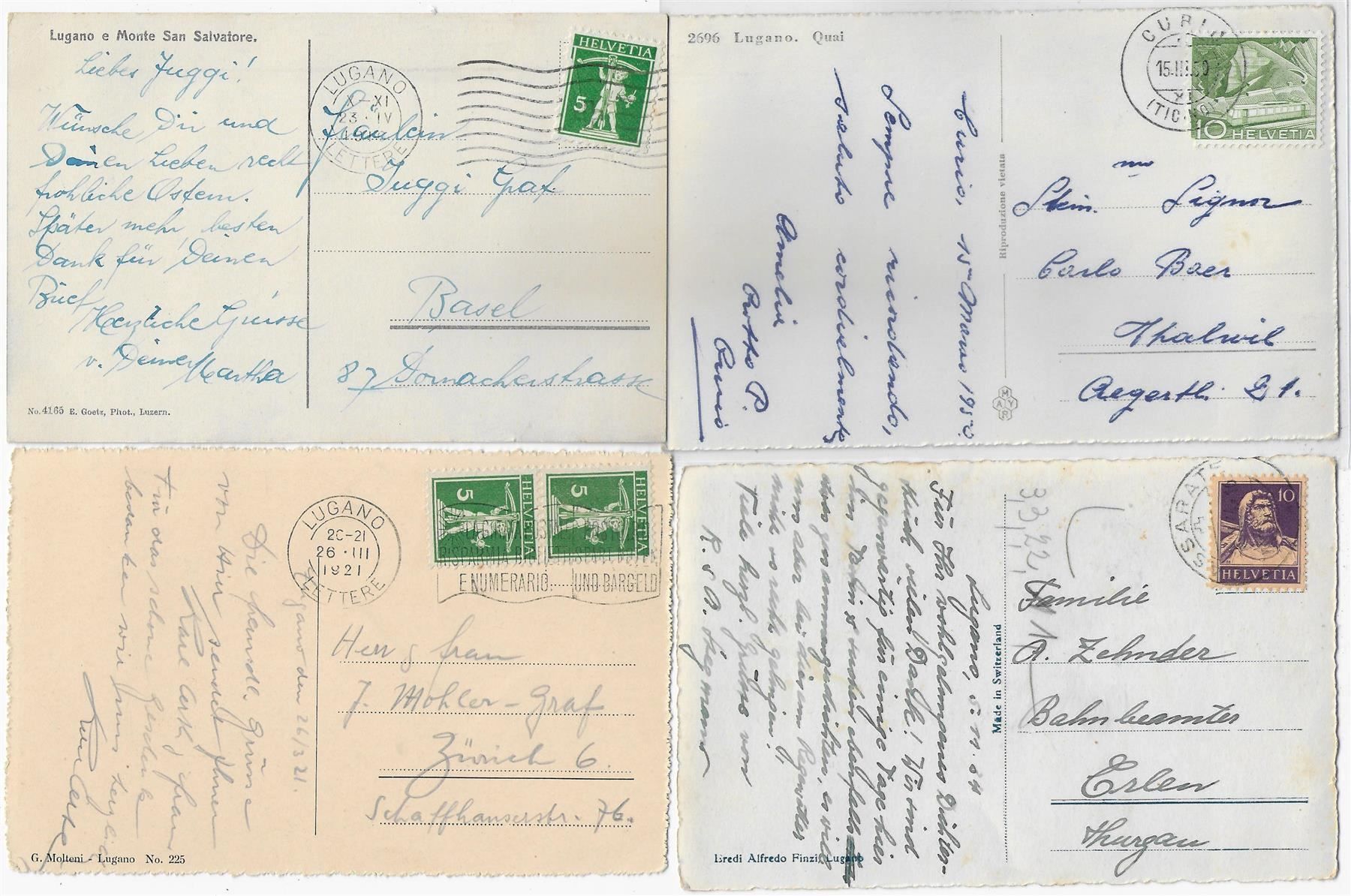 Cartes postales: 4 AK Lugano – D'occasion à Ettingen par Kartenplanet 1
