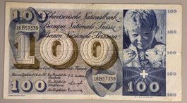 Banknote 100 Franken 4. Oktober 1957