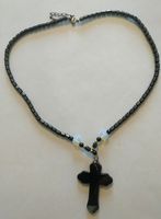 Hämatit Kette mit Kreuz 42cm