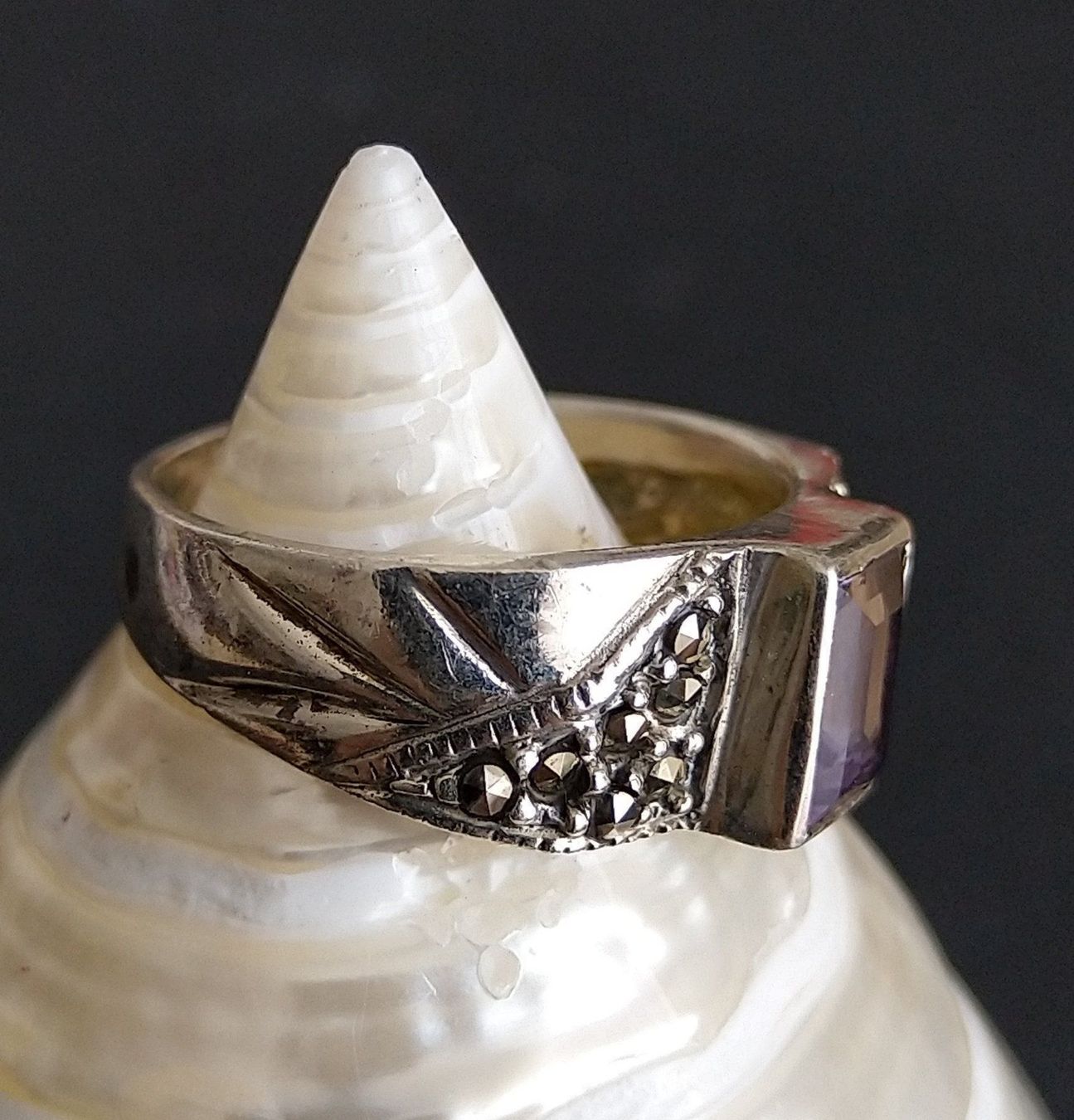Anelli: AMETHYST & MARKASITEN RING IN 925 SILBER – Usato da Romanshorn venduto da Glitzer-Paradies 2