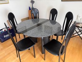 Granit Esstisch mit Einschub inkl. 6 Stühle Esszimmerstühle