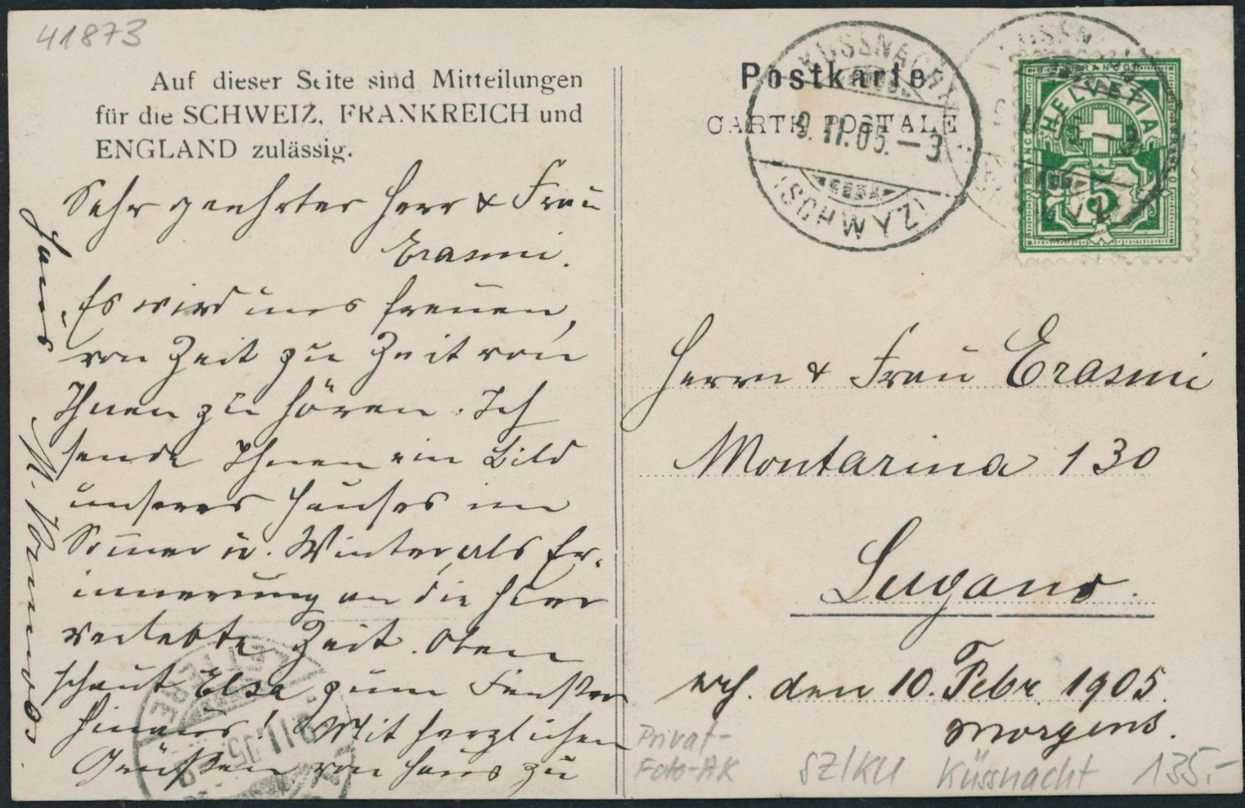 Cartoline postali: SZ Küssnacht – Usato da Schindellegi venduto da dolpitz 1