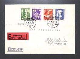 1934 Pro Juventute Satzbrief Eilsendung THALWIL 21.I.35