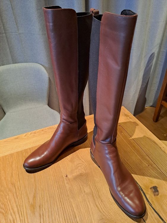 Bottes Vintage 1982 En Cuir Marron Gold - Taille 39,5 - Haute Genou - Occasion