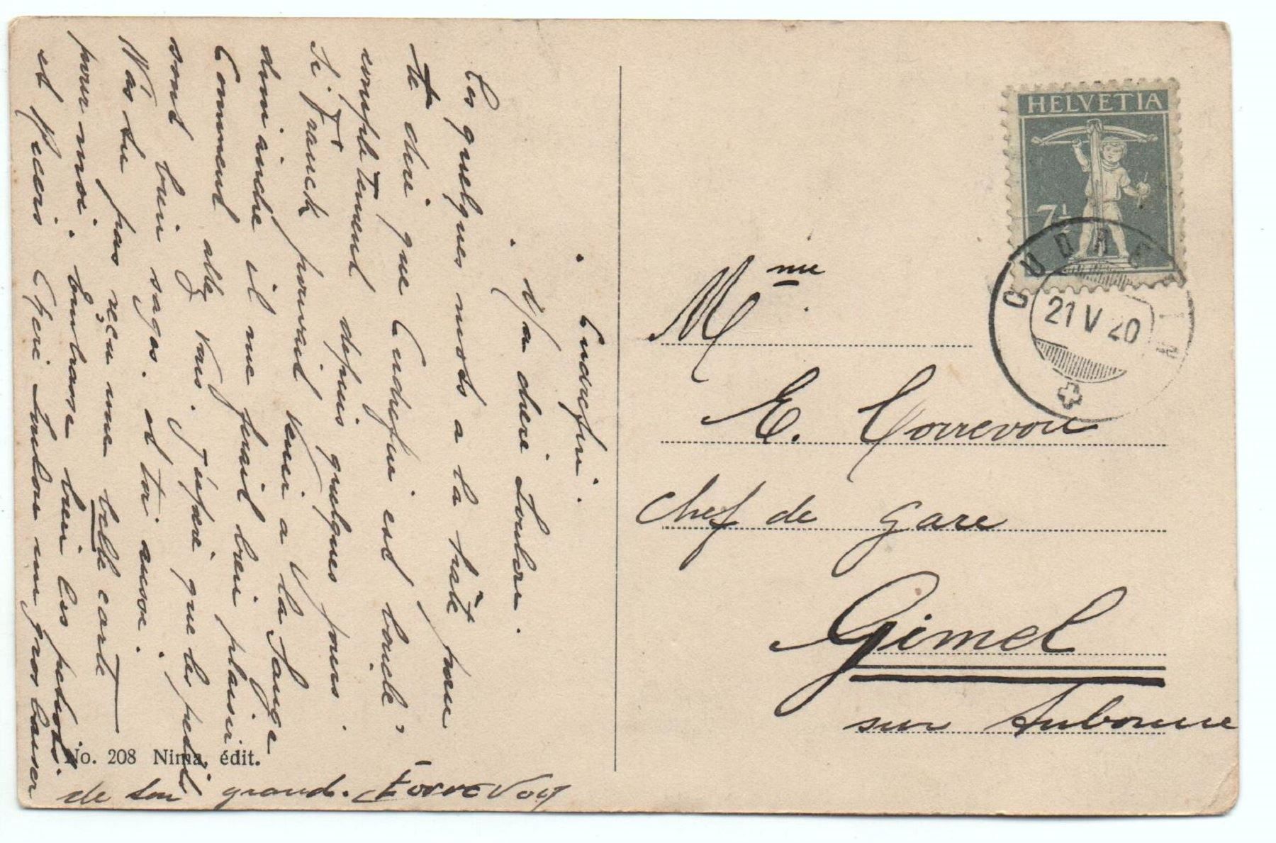 Cartoline postali: CUDREFIN Hôtel de Ville, animée – Usato da Jona venduto da philajona 1