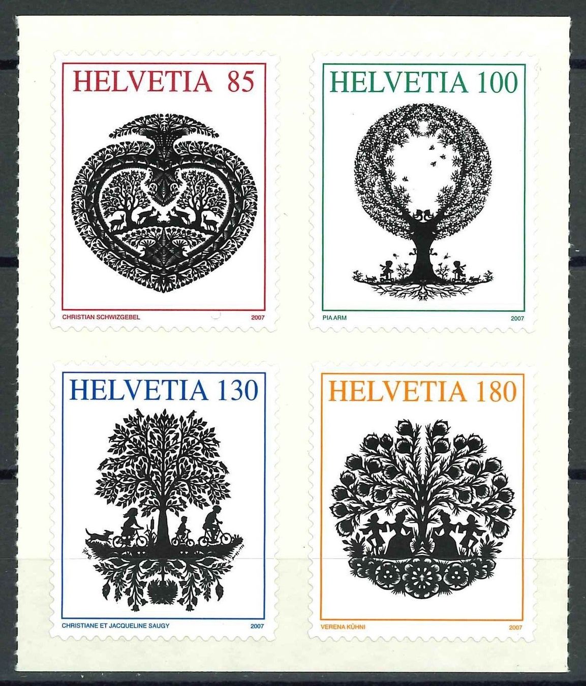 Tutti i francobolli: CH 2007, Scherenschnitte, SBK 1250A-1253A** – Nuovo (secondo la descrizione) da Castione venduto da Rx-stamps